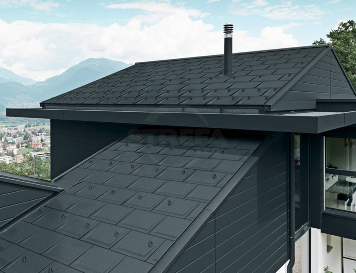 Kattolevy R.16, 700 x 420 mm stucco, antrasiitti P.10