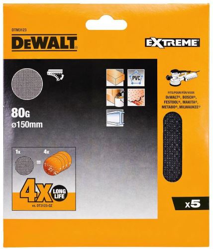 DeWALT Hiomaverkko EXTREME P240 epäkeskohiomakoneisiin, 150 mm (10 kpl) DTM3137