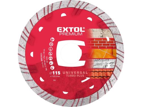 EXTOL PREMIUM timanttikatkaisulaikka TURBO PLUS - kuivaan ja märkään leikkaukseen, O 115x22,2x2mm 8803031
