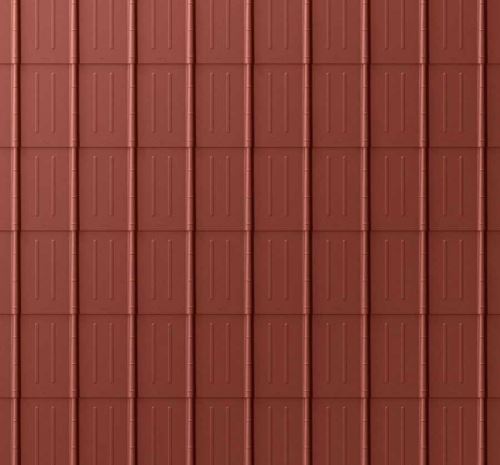 PREFA saumakattotiili, stucco-pinta, Tummanpunainen P10 / pakkaus 10 m2