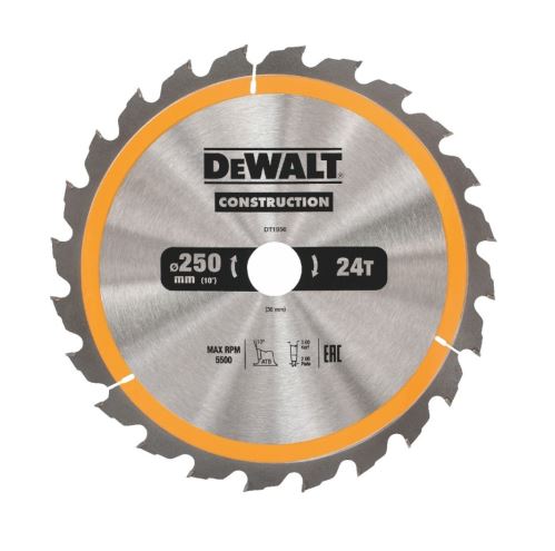 DeWALT Sahalaitaterä (ihanteellinen FLEXVOLT-sahoille) ATB 10°, 250 x 30 mm, 24 hammasta DT1956