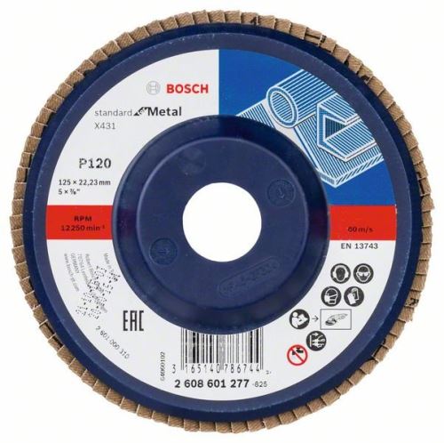 BOSCH Lamellihiomalaikka X431, SfM 125 mm, 22,23 mm, 120 2608601277