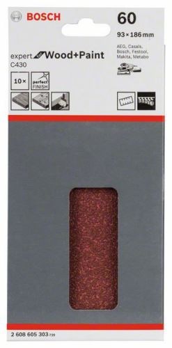 BOSCH Hiomapaperi C430, 10 kpl pakkaus, 93 x 186 mm, 60 2608605303