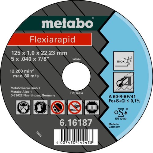 METABO Leikkuulaikka - ruostumaton FLEXIRAPID 125x1,0x22,2 616187000
